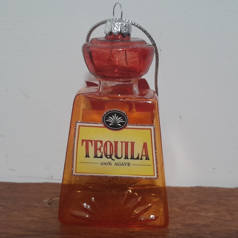 Tequila Bottle Glass Christmas Ornament NWT
